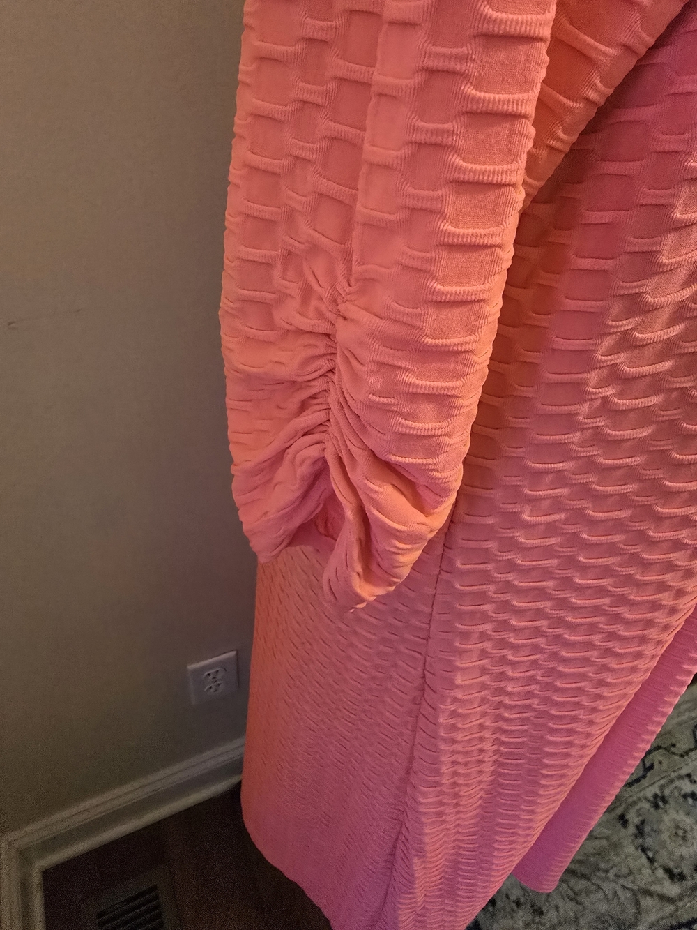 Zaddie B'S Textured Pink Long Dress with Front Zip - Picture 3 of 4